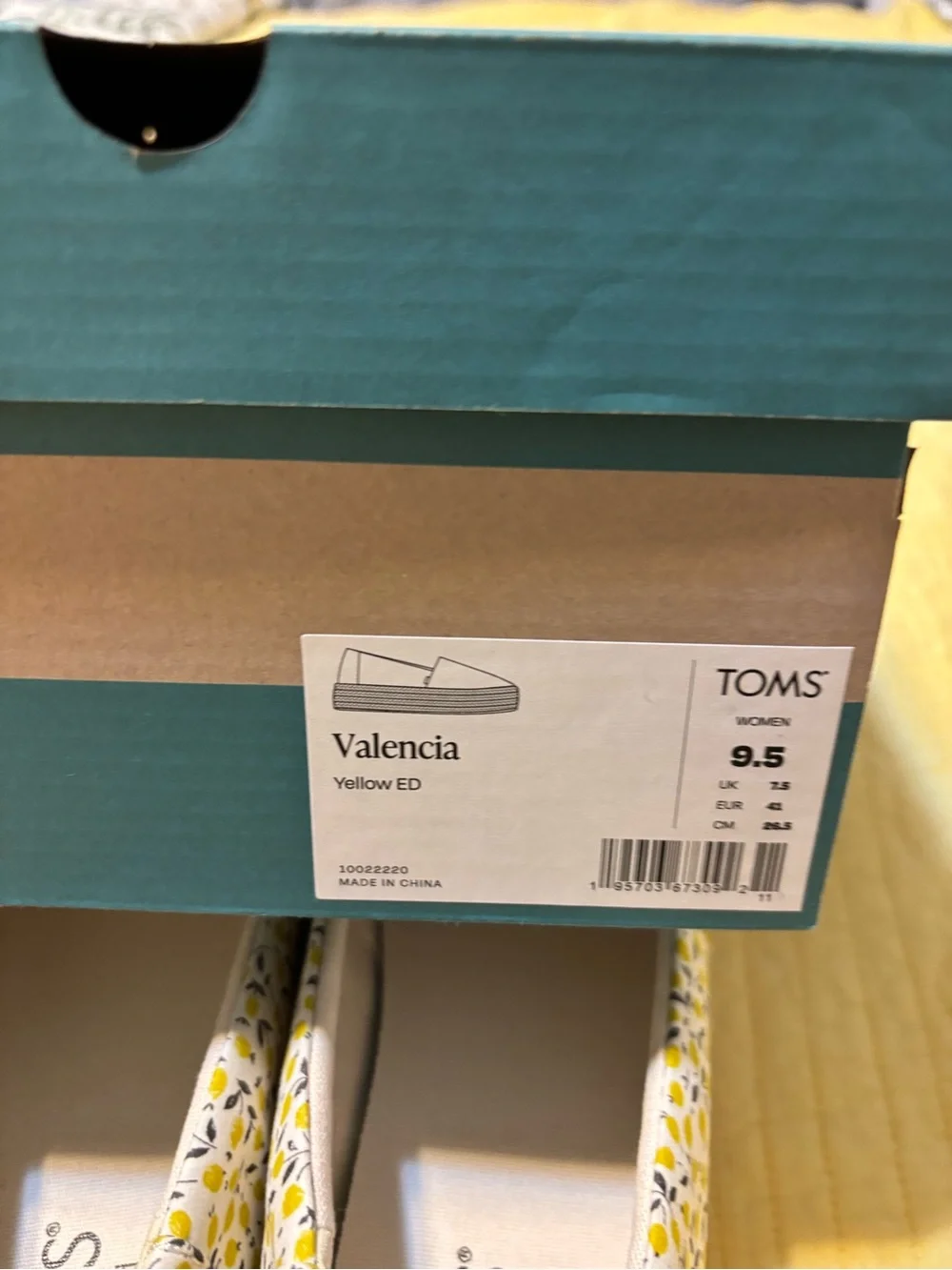 TOMS Women's Yellow and White Floral Slip-On Espadrilles